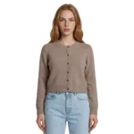 Cienki kardigan damski z alpaką suri LIGHT – DARK TAUPE