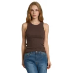 Tank top damski SIMPLE z wiskozy i bawełny – CHOCOLATE